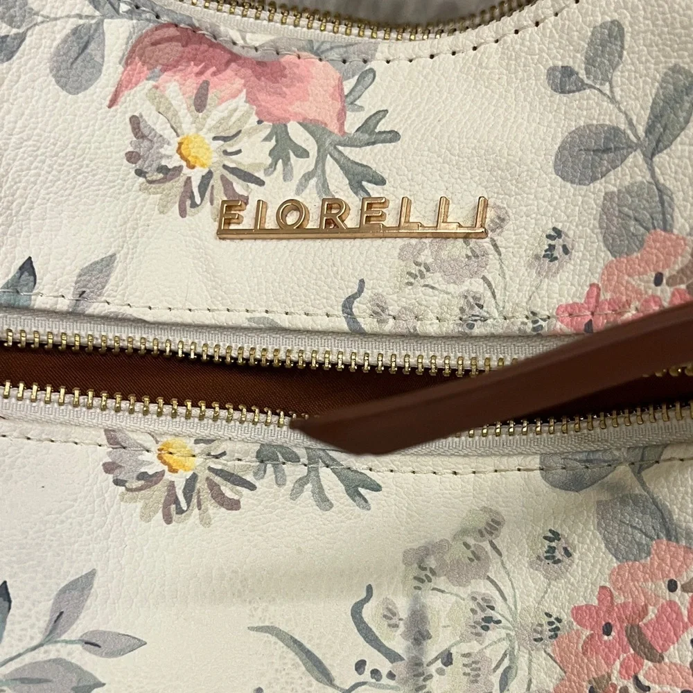 Giorgio Fiorelli Floral Cream and Brown Shoulder Bag